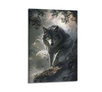 DSJXJZ Poster decorativo da parete su tela con animali e montagna, foresta e lupo, decorazione moderna per la camera da letto, 20 x 30 cm