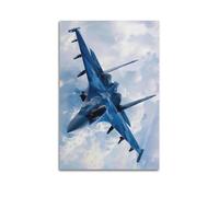 DSJXJZ Poster decorativo da parete su tela con jet da combattente blu militare e decorazione moderna per la camera da letto, 20 x 30 cm