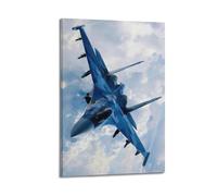 DSJXJZ Poster decorativo da parete su tela con jet da combattente blu militare e decorazione moderna per la camera da letto, 20 x 30 cm