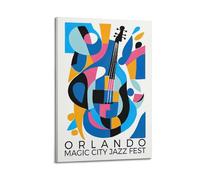 DSJXJZ Poster decorativo da parete su tela con motivo di chitarra alla moda Jazz Fest, decorazione moderna per camera da letto, 40 x 60 cm