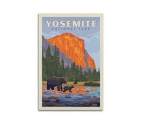 DSJXJZ Poster decorativo da parete su tela con paesaggio del parco nazionale Yosemite degli Stati Uniti d'America, orso bruno, decorazione moderna per la camera da letto, 20 x 30 cm