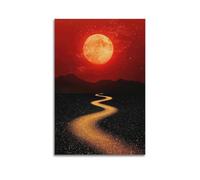 DSJXJZ Poster decorativo da parete su tela con paesaggio fantasy misterioso con luna rossa e Roa dorata e decorazione moderna per la camera da letto, 20 x 30 cm