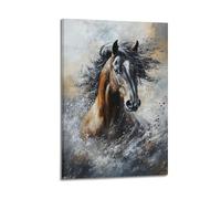 DSJXJZ Poster decorativo da parete su tela con ritratto di un maestoso cavallo al galoppo con pennellate dinamiche, decorazione moderna per la camera da letto, 60 x 90 cm