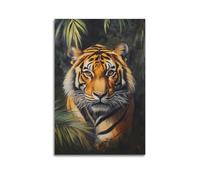 DSJXJZ Poster decorativo da parete su tela con ritratto realistico di una tigre maestosa tra fogliame e decorazione moderna per la camera da letto (30 x 45 cm)