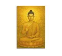 DSJXJZ Poster decorativo da parete su tela con statua di Buddha dorato religioso e decorazione moderna per la camera da letto, 30 x 45 cm