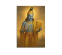 DSJXJZ Poster decorativo da parete su tela con statua religiosa indù che tiene Bhagavad Gita, decorazione moderna per la camera da letto, 40 x 60 cm