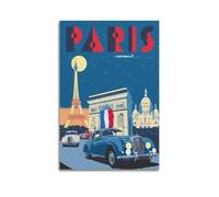 DSJXJZ Poster decorativo da parete su tela con vista notturna di Parigi e viaggi in città, poster moderno per la camera da letto, 30 x 45 cm
