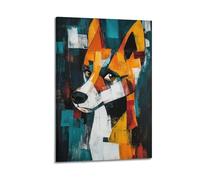 DSJXJZ Poster decorativo da parete su tela con vivace immagine astratta di una volpe con blocchi di colore audaci, decorazione moderna per la camera da letto, 50 x 75 cm