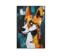 DSJXJZ Poster decorativo da parete su tela con vivace immagine astratta di una volpe con blocchi di colore audaci, decorazione moderna per la camera da letto, 50 x 75 cm