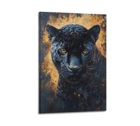 DSJXJZ Poster decorativo da parete su tela con vivaci pantere nere con occhi dorati e dinamico effetto schizzi di vernice, decorazione moderna per la camera da letto, 50 x 75 cm