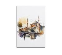 DSJXJZ Poster su tela con architettura islamica religiosa e ponte, decorazione moderna per camera da letto, 50 x 75 cm