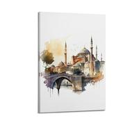 DSJXJZ Poster su tela con architettura islamica religiosa e ponte, decorazione moderna per camera da letto, 50 x 75 cm