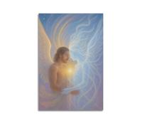 DSJXJZ Quadro decorativo da parete su tela con angelo e persona religiosa sotto la luce delle stelle, decorazione moderna per camera da letto, 60 x 90 cm