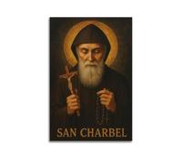 DSJXJZ Quadro decorativo da parete su tela con immagine di San Charbel con cristianesimo religioso e decorazione moderna per la camera da letto, 30 x 45 cm