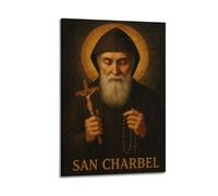 DSJXJZ Quadro decorativo da parete su tela con immagine di San Charbel con cristianesimo religioso e decorazione moderna per la camera da letto, 20 x 30 cm