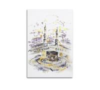 DSJXJZ Quadro decorativo da parete su tela con pittura religiosa islamica e pellegrinaggio Kaaba, decorazione moderna per camera da letto, 60 x 90 cm