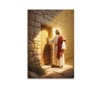 DSJXJZ Quadro decorativo da parete su tela, motivo: Gesù religioso alla porta, decorazione moderna per camera da letto, 20 x 30 cm