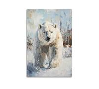DSJXJZ Quadro decorativo da parete su tela, motivo: orso polare artico vivido nel deserto innevato, decorazione moderna per camera da letto, 50 x 75 cm