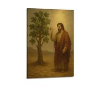 DSJXJZ Quadro decorativo su tela con figura religiosa cristiana e albero di fico, decorazione moderna per camera da letto, 50 x 75 cm