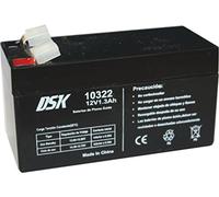 DSK 10322 - Batteria al piombo AGM ricaricabile sigillata 12V 1,3Ah. Ideale per allarmi domestici e industriali, scooter elettrici, giocattoli elettrici, recinzioni, bilance, nero