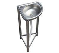 DSKJHI Lavandino ad Angolo per Bagno con Gambe in Acciaio, Lavamani Inox Piccolo, Autoportante, Facile da Installare