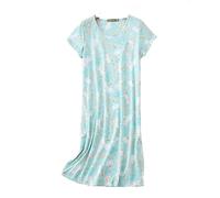 DSKK Camicia da Notte Donna Cotone Maniche Corte,Camicie da Notte estive da Donna Cotone Taglie Forti Camicie da Notte (Verde-1,XL)