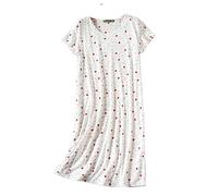 DSKK Camicia da Notte Donna estive Maniche Corte Cotone Sleepwear Camicie da Notte da Donna Girocollo da Notte Taglie Forti (5#,XL)