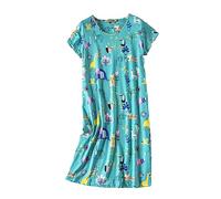 DSKK Camicia da Notte Donna Maniche Corte Cotone estive Camicie da Notte da Donna Cotone Taglie Forti (Verde-4,XL)