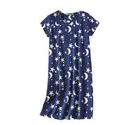 DSKK Camicie da Notte Donna estive Maniche Corte Cotone Sleepwear Stampa a Righe Girocollo da Notte Taglie Forti (4#,L)