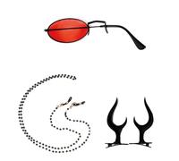 DSKOBT 3PCS Anime Dress up Carattere Rosso Occhiali Monoculari E Catene Occhiali Ad Angolo Nero Clip All'aperto Puntelli Accessori