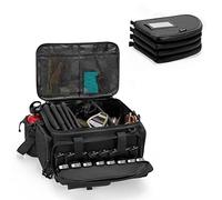 DSLEAF Sac tactique pour pistolet avec 4 étuis à pistolet, sac de sport rembourré avec 16 emplacements pour magazines et poches supplémentaires pour munitions et essentiels (brevet en instance)