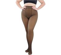 DSLIHA Collant termici da donna, collant termici foderati in inverno nero finto traslucido in peluche collant caldi leggings caldi 320 G (L-XL)