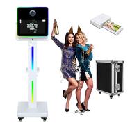 DSLR Macchina Fotocabina Macchina 15,6 Pollici Selfie Portatile Touch Screen Photobooth con Custodia di Volo, Box Fotografico Specchio con Luce RGB per Eventi di Festa di Nozze (Macchina+Mini