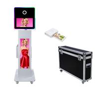 DSLR Photo Booth 15,6 pollici Touch Screen, fotocamera selfie Photobooth con schermo LCD da 29 pollici, controllo APP LED anello luce, photobooth con custodia per eventi noleggio festa di nozze (Photo