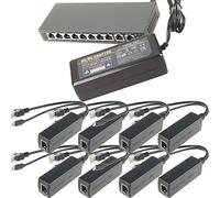 DSLRKIT 250M 8ports Poe Switch+ 8X Micro USB Poe Splitter for Raspberry Pi B/B+/2/3