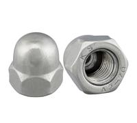 DSM - Dadi a cappuccio M10 alta forma secondo DIN 1587 - 25 pezzi - Acciaio inox A2, antiruggine - Dado esagonale a cappuccio, dado a coppa, dado per asse bici