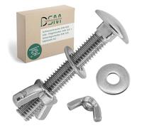 DSM - Viti a testa piatta M8 x 30 mm secondo DIN 603 - M8 dado a farfalla DIN 315 & rondella DIN 125 - in acciaio inox A2/V2A - viti a testa piatta con attacco quadrato - dado a farfalla - 25 pezzi