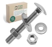 DSM - Viti a testa tonda M10 x 100 mm secondo DIN 603, con dadi esagonali M10 DIN 934 e rondella DIN 9021, in acciaio inox A2/V2A, viti a testa tonda con attacco quadrato, 10 pezzi