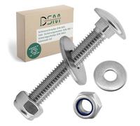 DSM - Viti a testa tonda M10 x 100 mm secondo DIN 603 - Dado di sicurezza M10 DIN 985 e rondella DIN 9021 - Acciaio inox A2/V2A - Viti a testa tonda piatta con attacco quadrato - Dadi di arresto - 2