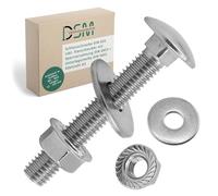DSM - Viti a testa tonda M12 x 60 mm secondo DIN 603 - Dado flangiato M12 con dentatura di bloccaggio DIN 6923 e rondella DIN 9021 - Acciaio inox A2/V2A - Viti a testa tonda piatta - Dado esagonale