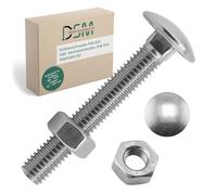 DSM - Viti a testa tonda M12 x 80 mm a norma DIN 603, con dadi esagonali M12 DIN 934, in acciaio inox A2/V2A, viti a testa tonda con quadro sottotesta, filettatura completa, 2 pezzi