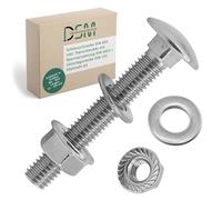 DSM - Viti a testa tonda M5 x 100 mm secondo DIN 603 - Dado flangiato M5 con dentatura di bloccaggio DIN 6923 e rondella DIN 125 - Acciaio inox A2/V2A - Viti a testa tonda piatta - Dado esagonale - 2