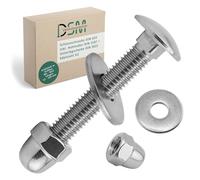 DSM - Viti a testa tonda M6 x 16 mm a norma DIN 603, dado M6 DIN 1587 e rondella DIN 9021, in acciaio inox A2/V2A, filettatura completa, viti a testa tonda con attacco quadro, 50 pezzi