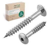DSM, viti per facciate Trespo vuote, 4,8 x 50 mm, in acciaio inox A2, testa tonda piatta con attacco TX20, autofilettanti e resistenti alla corrosione, viti per costruzione in legno, ideali per