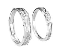 Dsnyu Anelli di fidanzamento Coppia Argento 925 Anelli per Coppia Set martellato a mano, Struttura sconnessa Gioielli Argento Dimensione Regolabile, Verstellbar, Senza Gemstone