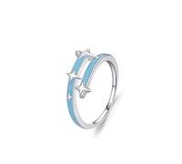Dsnyu Anelli donna argento 925 anelli di fidanzamento colla goccia stella aperto gioielli argento blu, 12 (16,6), Senza Gemstone