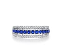 Dsnyu Anelli Donne Argento 925 Fedi nuziali Vintage TRE file Zirconi Argento Gioielli Regalo per Compleanno, 14 (17,2), Zirconia cubica