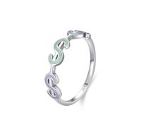 Dsnyu Anelli in argento 925, anello di fidanzamento donna Colla colorata con segno del dollaro gioielli d'argento, 14 (17,2), Senza Gemstone