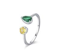 Dsnyu Anelli in argento 925 da donna, anelli di nozze gioielli aperti con due pietre zirconi a forma di pera argento, 49 (15.6), Zirconia cubica