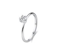 Dsnyu Anelli in argento 925 donne, anello di fidanzamento vintage semplice solitario con sei denti zirconi forma rotonda gioielli d'argento, 57 (18.1), Zirconia cubica